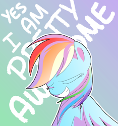Size: 2342x2498 | Tagged: safe, artist:andromedasparkz, imported from derpibooru, rainbow dash, pegasus, pony, awesome, eyes closed, female, mare, newbie artist training grounds, showing off, simple background, solo
