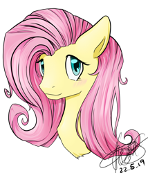 Size: 600x700 | Tagged: safe, artist:emptyfaze, imported from derpibooru, fluttershy, pegasus, pony, blushing, bust, female, looking at you, mare, portrait, simple background, smiling, solo, three quarter view, transparent background