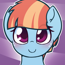 Size: 1000x1000 | Tagged: safe, artist:puetsua, imported from derpibooru, windy whistles, pegasus, pony, unicorn, abstract background, blushing, bust, cute, female, looking at you, mare, milf, portrait, smiling, solo, windybetes