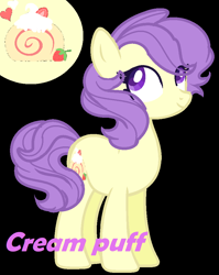 Size: 772x972 | Tagged: safe, artist:comet-swirls, imported from derpibooru, cream puff, earth pony, pony, black background, reference sheet, simple background