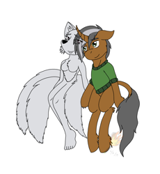 Size: 1414x1538 | Tagged: safe, artist:midnightfire1222, imported from derpibooru, oc, oc:tel locus, oc:ysa, anthro, plantigrade anthro, pony, unicorn, anthro with ponies, female, furry, male, pair, straight