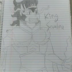 Size: 320x320 | Tagged: safe, artist:that1guygamer18, imported from derpibooru, king sombra, human, armor, colorless, drawing, evil grin, grin, humanized, lined paper, magic, male, smiling, solo, traditional art