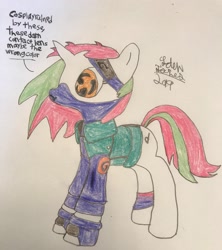 Size: 1819x2048 | Tagged: safe, artist:theanimefanz, imported from derpibooru, oc, oc only, oc:dj fl-@, oc:tenor kidd, pony, alternate hairstyle, bisexual pride flag, clothes, cosplay, costume, hatake kakashi, kakashi hatake, naruto, pride