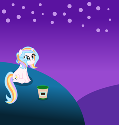 Size: 8976x9449 | Tagged: safe, artist:redfire-pony, imported from derpibooru, oc, oc only, oc:oofy colorful, pony, unicorn, food, ice cream, mountain, night, solo, stars