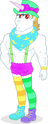 Size: 2043x5232 | Tagged: safe, artist:punzil504, imported from derpibooru, bulk biceps, equestria girls, equestria girls series, spoiler:eqg series (season 2), clothes, male, mismatched socks, simple background, socks, solo, striped socks, thigh highs, transparent background, unicorn hat, vein