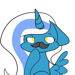 Size: 1378x1378 | Tagged: safe, imported from derpibooru, oc, oc:fleurbelle, alicorn, pony, adorabelle, alicorn oc, cute, facial hair, female, mare, moustache, ocbetes, yellow eyes