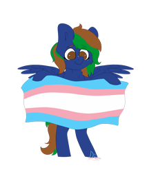 Size: 1024x1203 | Tagged: safe, artist:diantrex, imported from derpibooru, oc, oc only, oc:twisted cyclone, pegasus, pony, female, flag, mare, pride, pride month, simple background, smiling, solo, transgender, transgender pride flag, transparent background, wingding eyes, wings