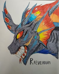 Size: 864x1080 | Tagged: safe, artist:raeverran, imported from derpibooru, oc, oc only, oc:xevium, changeling, unicorn, forked tongue, red changeling, snake tongue, solo, teeth