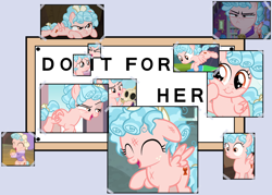 Size: 1400x1000 | Tagged: safe, edit, edited screencap, imported from derpibooru, screencap, cozy glow, pegasus, pony, frenemies (episode), marks for effort, school raze, cozy glow is not amused, do it for her, exploitable meme, female, filly, foal, meme, solo