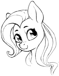 Size: 924x1184 | Tagged: safe, artist:dimfann, imported from derpibooru, fluttershy, pony, bust, cute, female, lineart, monochrome, solo