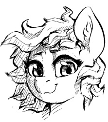 Size: 954x1076 | Tagged: safe, artist:dimfann, imported from derpibooru, pony, black and white, bust, grayscale, monochrome, solo