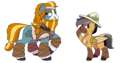 Size: 1280x640 | Tagged: safe, artist:itstechtock, imported from derpibooru, daring do, rockhoof, pony, hat, missing accessory, pith helmet, simple background, transparent background