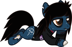 Size: 907x597 | Tagged: safe, artist:lightningbolt, derpibooru exclusive, imported from derpibooru, earth pony, pony, undead, zombie, zombie pony, .svg available, bags under eyes, bloodshot eyes, bone, bored, bring me the horizon, clothes, drop dead clothing, fangs, hoof on chin, lidded eyes, lip piercing, long sleeves, male, oliver sykes, piercing, ponified, prone, scar, shirt, show accurate, simple background, solo, stallion, stitches, svg, tattoo, torn ear, transparent background, vector