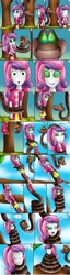 Size: 1024x3981 | Tagged: safe, artist:jerrydestroyer, artist:jerrydestrtoyer, imported from derpibooru, sweetie belle, snake, equestria girls, boots, clothes, coiling, coils, crossover, cute, female, headband, hypno eyes, kaa, kaa eyes, mind control, onomatopoeia, shoes, skirt, sleeping, sliding, smiling, solo, sound effects, story included, yawn, zzz