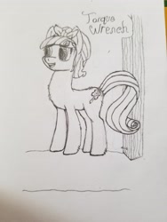 Size: 4032x3024 | Tagged: safe, artist:starfall119, imported from derpibooru, torque wrench, pony, rainbow roadtrip, female, fluffy, sketch, solo, traditional art