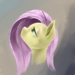 Size: 500x500 | Tagged: safe, artist:usager, imported from derpibooru, fluttershy, pony, bust, female, looking up, mare, portrait, profile, solo