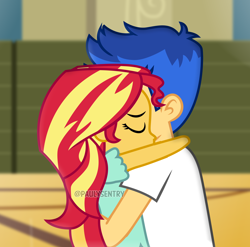 Size: 4592x4536 | Tagged: safe, artist:paulysentry, deleted from derpibooru, imported from derpibooru, flash sentry, sunset shimmer, equestria girls, cute, diasentres, eyes closed, female, flashimmer, hug, male, shimmerbetes, shipping, straight