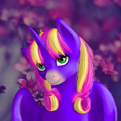 Size: 900x900 | Tagged: safe, artist:kira-minami, imported from derpibooru, oc, oc only, alicorn, pony, alicorn oc, female, flower, mare, solo, spread wings, wings