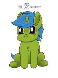 Size: 848x1138 | Tagged: safe, artist:speedy1369, imported from derpibooru, oc, oc only, oc:jazzy love, pony, unicorn, chibi, cute, male, simple background, sitting, solo, transparent background