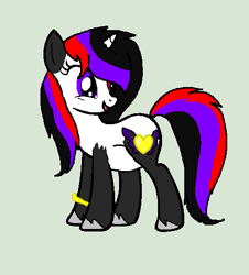 Size: 458x506 | Tagged: safe, artist:kim-306, artist:rain-approves, imported from derpibooru, oc, oc:kim, pony, unicorn, base used, female, heterochromia, hoof ring, looking back, mare, pregnant, simple background, smiling