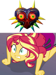 Size: 774x1033 | Tagged: safe, artist:kurisuwriting, edit, imported from derpibooru, screencap, sunset shimmer, equestria girls, equestria girls series, forgotten friendship, crossover, simple background, the legend of zelda, the legend of zelda: majora's mask, transparent background