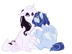 Size: 1024x768 | Tagged: safe, artist:azure-art-wave, imported from derpibooru, oc, oc only, oc:azure, oc:rose, pegasus, pony, unicorn, boop, female, mare, noseboop, simple background, transparent background