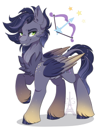 Size: 1024x1303 | Tagged: safe, artist:pvrii, artist:silent-shadow-wolf, imported from derpibooru, oc, oc only, oc:orion, pegasus, pony, cloven hooves, colored wings, male, multicolored wings, raised hoof, simple background, smiling, solo, transparent background, wings