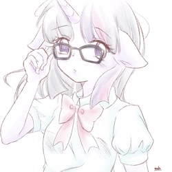 Size: 2048x2048 | Tagged: safe, artist:moh_mlp2, imported from derpibooru, twilight sparkle, alicorn, human, equestria girls, eared humanization, female, glasses, horn, horned humanization, humanized, solo, twilight sparkle (alicorn), twilight's professional glasses