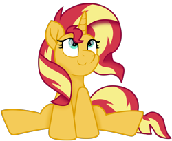 Size: 9086x7460 | Tagged: safe, artist:ejlightning007arts, imported from derpibooru, sunset shimmer, pony, unicorn, absurd resolution, cute, female, mare, shimmerbetes, simple background, sitting, smiling, solo, transparent background