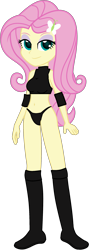 Size: 911x2564 | Tagged: safe, artist:marcusvanngriffin, artist:salemcat, editor:marcuvan0, imported from derpibooru, fluttershy, equestria girls, black bra, black underwear, boots, bra, clothes, elbow pads, female, knee pads, shoes, simple background, solo, sports, transparent background, underwear, vector, wrestler, wrestling