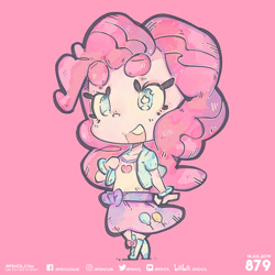 Size: 1000x1000 | Tagged: safe, artist:jrpencil, imported from derpibooru, pinkie pie, equestria girls, chibi, pink background, simple background