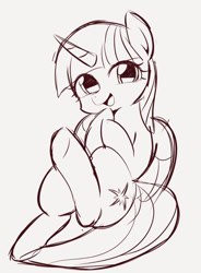 Size: 755x1024 | Tagged: safe, artist:manachaaaaaaaa, imported from derpibooru, twilight sparkle, alicorn, pony, cute, female, monochrome, solo, twiabetes, twilight sparkle (alicorn)