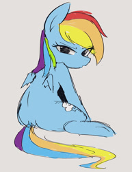 Size: 968x1252 | Tagged: safe, artist:manachaaaaaaaa, imported from derpibooru, rainbow dash, pegasus, pony, female, looking at you, looking back, looking back at you, mare, simple background, small wings, solo, wings
