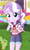 Size: 457x773 | Tagged: safe, artist:charliexe, imported from derpibooru, diamond tiara, equestria girls, beautiful, belly button, belt, bush, candy, clothes, cute, denim shorts, diamondbetes, ear piercing, earring, female, food, grass, ice cream, jewelry, lollipop, looking at you, midriff, outdoors, piercing, short shirt, shorts, smiling, solo, sweets, teenager
