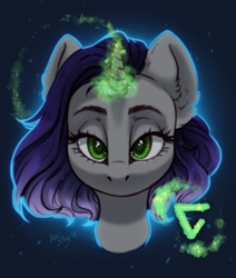 Size: 2000x2354 | Tagged: safe, artist:amishy, imported from derpibooru, oc, oc only, oc:moonsonat, pony, unicorn, bust, crossover, magic, solo, the witcher