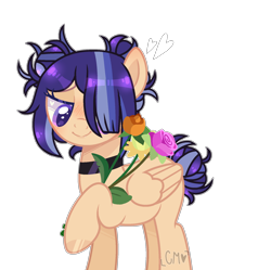 Size: 1734x1725 | Tagged: safe, artist:moon-rose-rosie, imported from derpibooru, oc, oc only, oc:stella luna, pegasus, pony, base used, female, flower, mare, offspring, parent:flash sentry, parent:twilight sparkle, parents:flashlight, simple background, solo, transparent background