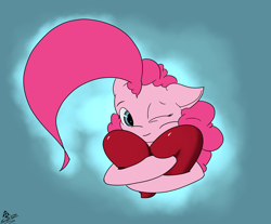 Size: 3430x2839 | Tagged: safe, artist:skyresonance, imported from derpibooru, pinkie pie, pony, female, heart, high res, hug, solo