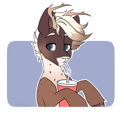 Size: 2258x2173 | Tagged: safe, artist:hellishprogrammer, artist:maximkoshe4ka, imported from derpibooru, oc, oc only, oc:neithan, deer, pony, male, plastic cup, solo