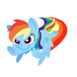 Size: 600x600 | Tagged: safe, artist:yokokinawa, imported from derpibooru, rainbow dash, chibi, flying, lineless, rainbow trail, simple background, transparent background