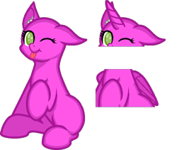 Size: 700x590 | Tagged: safe, artist:zeka10000, imported from derpibooru, alicorn, earth pony, pegasus, pony, unicorn, base, cheeks, cute, female, looking at you, mare, no pupils, one eye closed, raised hoof, request, simple background, sitting, tongue out, transparent background, wink