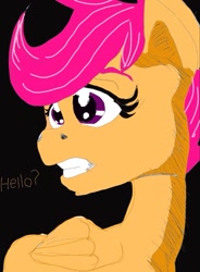 Size: 707x961 | Tagged: safe, artist:drunken bubblez, imported from derpibooru, scootaloo, pony, female, filly, hello, solo