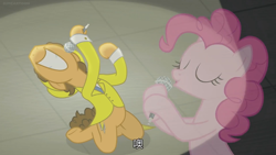 Size: 1920x1080 | Tagged: safe, imported from derpibooru, screencap, cheese sandwich, pinkie pie, pony, the last laugh, china, microphone, subtitles