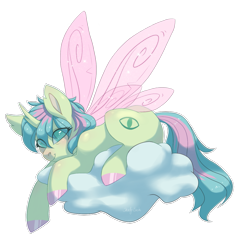 Size: 1179x1238 | Tagged: safe, artist:shady-bush, imported from derpibooru, oc, oc only, oc:iris, changepony, pony, cloud, female, interspecies offspring, offspring, parent:ocellus, parent:sandbar, parents:ocelbar, simple background, solo, transparent background