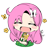 Size: 500x500 | Tagged: safe, artist:banzatou, imported from derpibooru, fluttershy, human, anime, blushing, chibi, cute, eyes closed, female, flower, humanized, manga style, open mouth, shyabetes, simple background, sitting, solo, transparent background, volumetric mouth