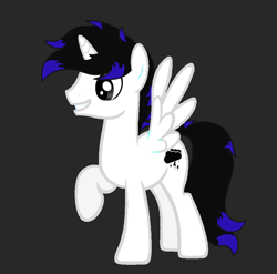 Size: 980x969 | Tagged: safe, imported from derpibooru, oc, oc only, alicorn, pony, alicorn oc, black background, male, raised hoof, simple background, spread wings, stallion, wings