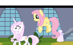 Size: 1680x1050 | Tagged: safe, imported from derpibooru, screencap, fleur-de-lis, fluttershy, pegasus, pony, unicorn, between dark and dawn, canterlot