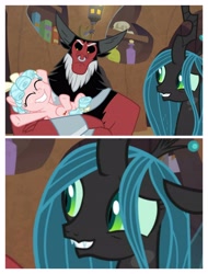 Size: 3106x4096 | Tagged: safe, imported from derpibooru, screencap, cozy glow, lord tirek, queen chrysalis, centaur, changeling, changeling queen, pegasus, pony, the summer sun setback, cozy glow is best facemaker, cozybetes, cute, cutealis, female, filly, happy