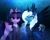 Size: 1920x1542 | Tagged: safe, artist:magnaluna, imported from derpibooru, princess luna, twilight sparkle, alicorn, pony, accessories, accessory, blue background, clothes, crown, cute, cute little fangs, duo, fangs, female, hoodie, horn, jewelry, looking at you, looking down, looking down at you, mare, necklace, night, regalia, simple background, smiling, twilight sparkle (alicorn), wings