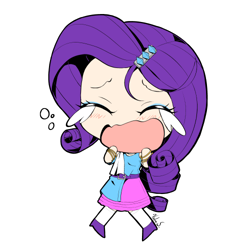 Size: 500x500 | Tagged: safe, artist:banzatou, imported from derpibooru, rarity, human, chibi, crying, female, humanized, manga, open mouth, simple background, solo, transparent background