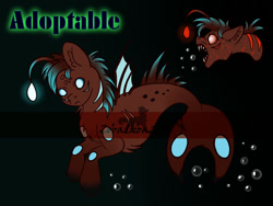 Size: 800x600 | Tagged: safe, artist:zobaloba, imported from derpibooru, oc, oc only, angler fish, pony, adoptable, advertisement, auction, blind, carnivore, evil, fins, lantern, solo, underwater, water